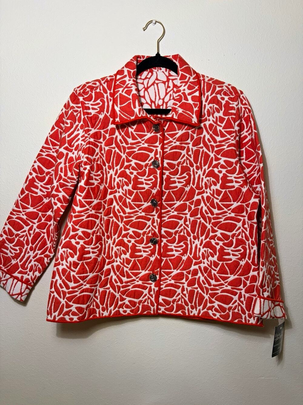NWT Winding River Reversible Quilted Jacket Womens L Grandmacore Coral White